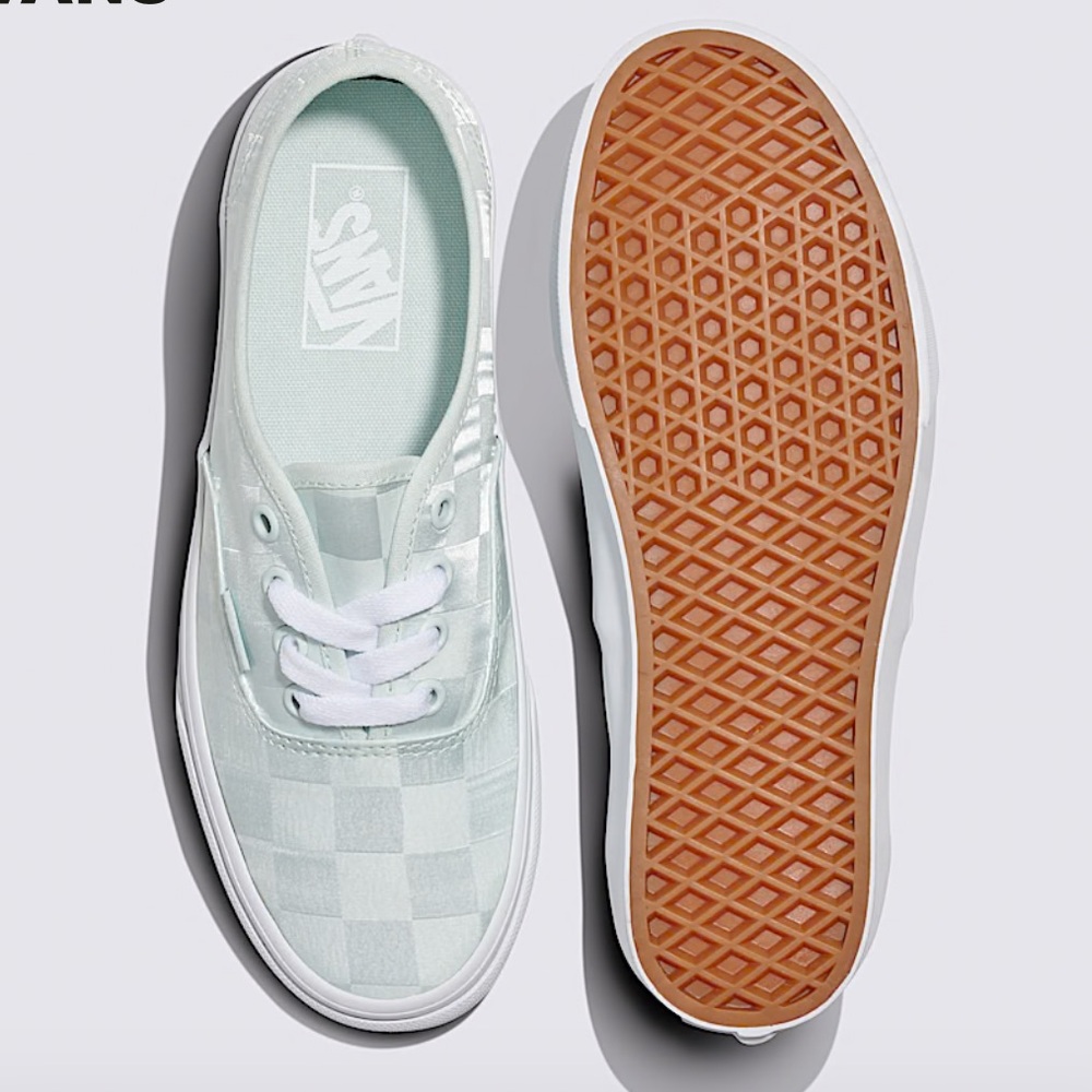Vans Women's Mint and White Checkered Sneakers